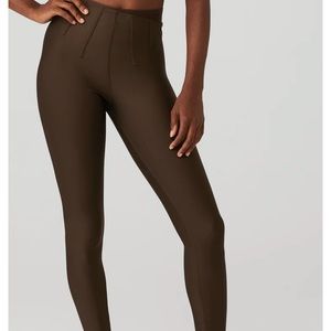 Alo Yoga Leggings Womens Brown Airlift High Waist 7/8 Corset Contour Size Small